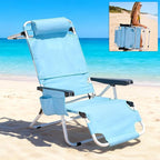 MOPHOTO Oversized Beach Lounge Chair, 5-Position Adjustable Tanning Chair with Face Hole, Heavy Duty Folding Chaise Lounge for Beach, Pool, Patio & Sunbathing