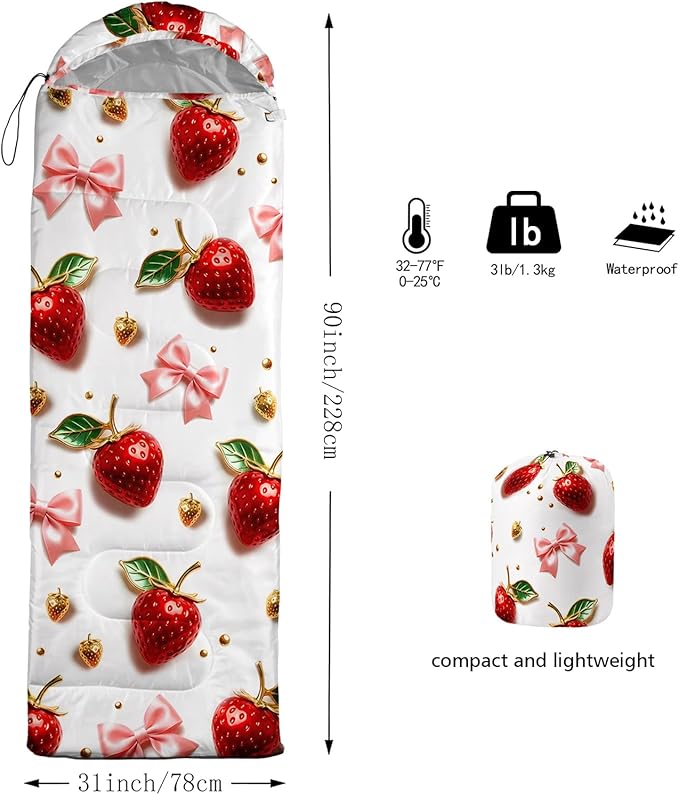 QOOMO Camping Sleeping Bags,3 Season Warm & Cool Weather,Lightweight,Waterproof Sleeping Bags for Adults & Kids,Traveling,and Outdoors,Camping Gear Equipment