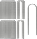 AAGUT 12 Inch Garden Stakes 50 PCS Fence Ground Stake Heavy Duty Yard Landscape Staples Galvanized Tent Spikes 11 Ga Lawn Pins for Dog Fencing, Drip Irrigation Hose, Weed Barrier Fabric, Chicken Wire