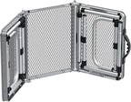 GARLLEN Folding Grill Table, 3 Adjustable Height Portable BBQ Table with Heat-Resistant Mesh Tabletop, Lightweight Aluminum Camping Tables for Outdoor, Grill, Picnic, 34.2" L x 15.7" W, Silver