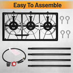 Outdoor Camping Stove, 225000 BTU, High Pressure 3 Burner, Propane Gas Cooker with Detachable Legs, 30 PSI Regulator