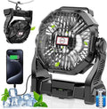 30000mAh Rechargeable Camping Fan with LED Lantern,Portable Battery Powered Outdoor Fan for Bedroom,Camping,Travel,Hiking,Beach,Office,Trave Accessories(Black)