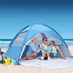 COVACURE 2026 New Upgraded Beach Tent Sun Shelter for 3-4 Person - UPF 50+ UV Protection Beach Shade, Waterproof & Lightweight, Easy Setup Portable Sun Canopy for Camping, Fishing, Beach(Blue)