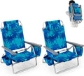 Giantex Folding Beach Chair, Patio Sling Chairs with 5 Adjustable Position, Head Pillow, Storage Bag, Towel Bar, Cup Holders, Backpack Chairs for Sunbathing, Camping Chair
