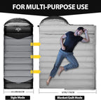 Single Sleeping Bag for Adults Kids 3-Season, Lightweight Waterproof Ripstop, Dual Zipper Bottom Vent, Compression Sack, Portable Camping Hiking Backpacking Gear