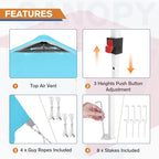 EAGLE PEAK Commercial Canopy 10x10 Pop Up Canopy Tent with 1 Sidewall, Easy Setup Heavy Duty Instant Event Shelter for Vendors & Markets, Outdoor Sun Shade, Light Blue