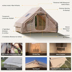 Inflatable Camping Tents 8-10 Person,129 Square Feets Large Inflatable Camping Tent with Stove Jack,Blow up Tent with Mesh Windows & Pump