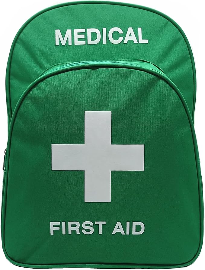 Red Emergency Bag First Aid Backpack Empty Medical First Aid Bag Treatment Trauma Bags for Camping Pet Dog Cat (Green White)