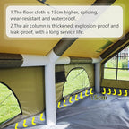 Large Luxury Inflatable Camping Tent Cotton Canvas Tent, Breathable and Waterproof Air Tent with Skylight and Stove Jack Hole for for 4-6-8-10 Person Family Camping