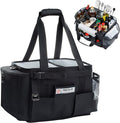 FREECOLSH Black Waterproof Caddy, 16" x 11" x 11", with Detachable Strap and Shoulder Pad for Carrying Utensils and Camping Supplies