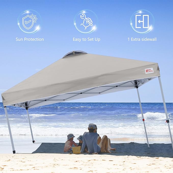 MASTERCANOPY Durable Pop-up Canopy Tent with 1 Sidewall (10'x10',Gray)