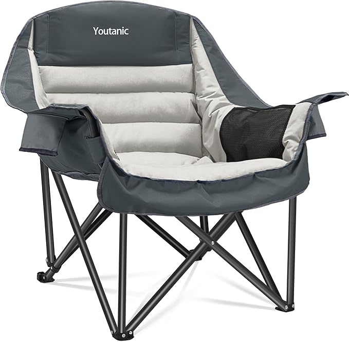 Oversized Camping Chair, Portable Folding Camping Chairs with Side Pocket, Cup Holder and Carry Bag, Heavy Duty Outdoor Camping Chairs for Adults, Fishing, Sports, Trip, up to 400lbs, Style 8
