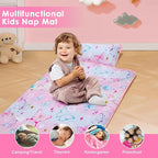 Kids Nap Mat Portable Slumber Bags with Removable Pillow and Blanket for Girls Boys, Lightweight Extra Large Sleeping Bag for Preschool Camping Daycare