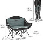 Outsunny Double Camping Chair for Adults, Padded Folding Camp Chair for 2 Person with Armrest, Wine Glass Holder, Cup Holder, Carry Bag for Outdoor Sports, Picnics, Supports up to 552 lbs.