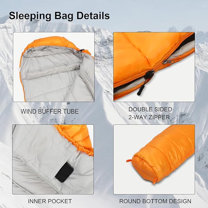 Northroad Mummy Sleeping Bag 14-59 ℉, 3-4 Season Warm & Cool Weather, Summer Spring Fall Lightweight Washable Sleeping Bag for Outdoor Camping Hiking Travel Hunting