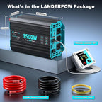 1500 Watt Pure Sine Wave Inverter, 12V DC to 120V AC Inverters for Car, RV, Truck, Home, Camping, Solar Power Inverter with 3 AC Outlet, 30W USB-C, 5V 3.1A USB, Remote Control, Surge 3000W