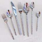 Stainless Steel Cutlery Sets Flatware Sets 7-Piece Set of 14 Sticks Knife Fork Spoon Mixed Cutlery Sets Steak Cutlery Camping Travel Tableware Dinnerware Set Decoration