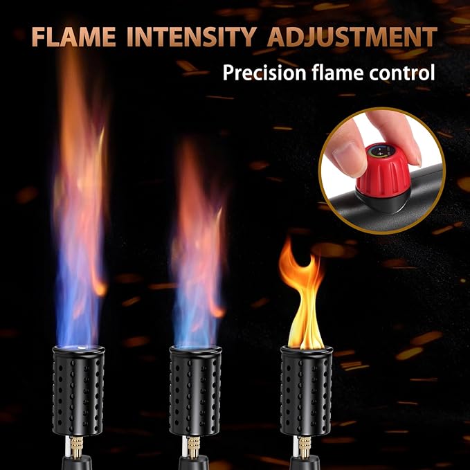 Propane Torch with Adjustable Flame, Powerful Kitchen Torch Gun with Safety Lock & Cooling Vents, Blow Torch Flamethrower for Grill, Sous Vide, BBQ, Charcoal Lighter (Tank Not Included)