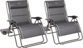 Timber Ridge Oversized Zero Gravity Chair, 33In Wide XXL Zero Gravity Reclining Chair with Side Table, Full Padded Lounge Chair for Outdoor Camping Patio Lawn, Heavy Duty Supports 500lbs, Grey-2 Pack