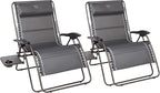 Timber Ridge Oversized Zero Gravity Chair, 33In Wide XXL Zero Gravity Reclining Chair with Side Table, Full Padded Lounge Chair for Outdoor Camping Patio Lawn, Heavy Duty Supports 500lbs, Grey-2 Pack
