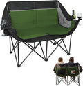 Double Camping Chair for Adults - Heavy Duty 700LB Oversized Padded Camping Loveseat, 2 Person Folding Outdoor Chair with Cup Holders for Lawn, Backyard (Green)