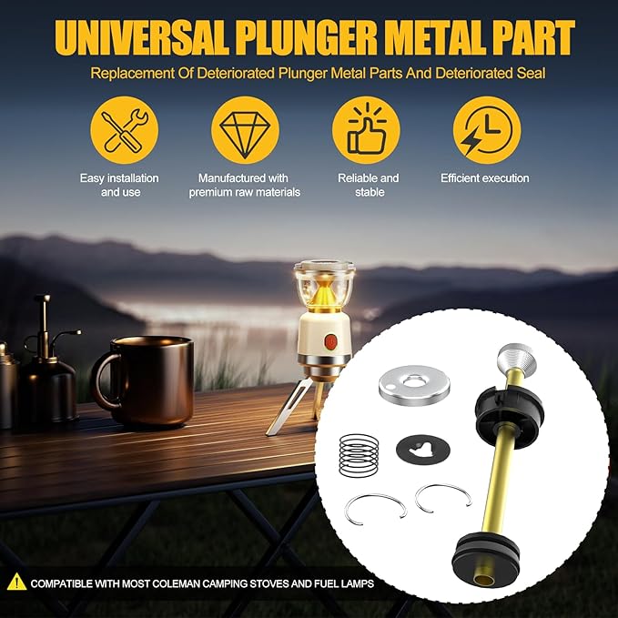 Camping Lantern & Stoves Replacement Parts, Universal Plunger Metal Part, Plunger Pump Repair Kit, 242J5201 Lantern & Stove Replacement Part, Compatible with Coleman Camping Stoves & Dual Fuel Lantern