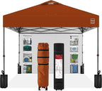 Best Choice Products 10x10ft Pop Up Canopy Tent with Sidewall, 1 Person 1 Minute Set Up, Carry Case, 4 Weight Bags - Rust
