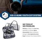 Disc-O-Bed Youth Double Cot Kid-O-Bunk, Modular for Bunk Beds, Dual Cots, or Bench with 2 Carry Bags for Portable Transport