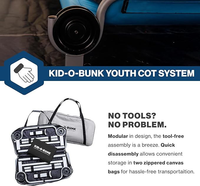 Disc-O-Bed Youth Double Cot Kid-O-Bunk, Modular for Bunk Beds, Dual Cots, or Bench with 2 Carry Bags for Portable Transport