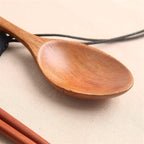 Portable Flatware Sets Wooden Cutlery Sets Outdoor Camping Travel Picnic Tableware Dinnerware Spoon Fork Chopsticks Mixed Cutlery Sets with Cloth Bag