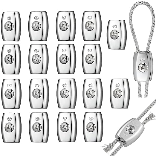 TOPZEA 20 Pcs Electric Rope Connectors 6 mm Poly Rope Connector, Galvanized Aluminum Alloy Heavy Duty Electric Fence Wire Connectors for Agricultural Fencing, Horse Fence Accessories