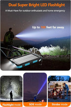 Solar Power Bank 38800mAh Portable Charger with USB-C 5V/2.4A Fast Charging Power Bank Compatible with iPhone, with 2 LED Flashlights External Battery Pack Perfect for Camping, Hiking
