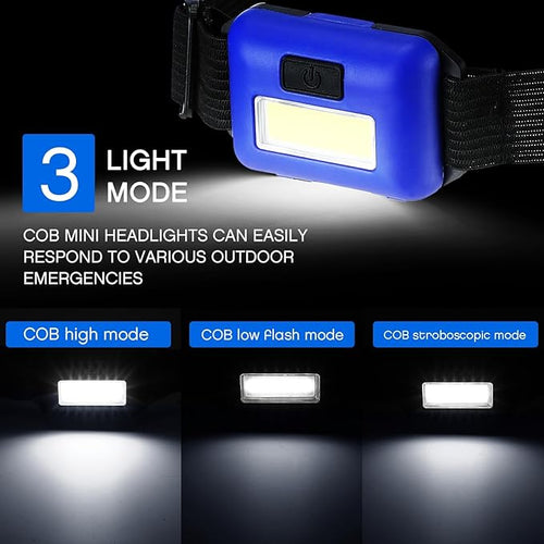 48 Pack LED Headlamp Flashlight Bright Waterproof Head Lamp Torch Cob Flood Head Light Bulk 800 lumens with 3 Modes 144 AAA Batteries for Adult Kids Running Camping Night Survival, 4 Colors