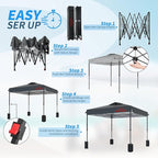 12x12 Pop Up Canopy, Easy Up Canopy Tent, Heavy Duty Tents for Parties, One Person Set Up Event Tent, Grey