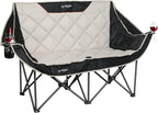 Double Camping Chair, Padded Oversized Camping Loveseat for Adults 2 Person Couch Two Seat Support 600LBS Heavy Duty Folding Camp Lawns Chairs for Outdoor Beach Backyard Tailgating Sports