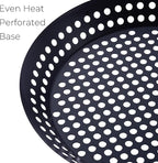 12-Inch Kozmatik Grill Pan Stovetop Turkish - Black Non-Stick Carbon Steel Grill Basket Vegetable with Handle | Vegetable Charring Pan for Stovetop & Grill