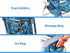 Goplus Beach Chair, Folding Backpack Beach Chairs for Adults with 5 Positions, Head Pillow, Cooler Bag, Towel Bar, Cup Holders, Sunbath Sling Tanning Lounge, Foldable Layout Camping Chairs