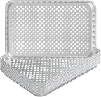 SafBbcue Disposable Grill Toppers 10 Pack Disposable Aluminum Foil Grill Topper Pans BBQ Grill Grate Liners for Outdoor Cooking & Camping Prevents Food from Sticking or Falling Through The Grill