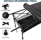 4FT Camping Table, 47" x 21" Steel Fold Up Lightweight Table, Adjustable Height Folding Picnic Table with Carry Bag for Camping, Picnic, Backyard, BBQ, Patio