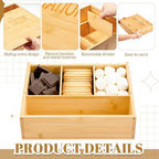 LemonRoad 13.4 x 11.2 x 3.5 Inch Smores Kits, Bamboo S'Mores Kit Box with Lid, 6 Extendable Roasting Sticks & Carry Bag, Portable Camping Cookware Set for Outdoor Picnic Backyard Party Family Fun