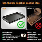 Griddle for Gas Grill, 25" x 16" Nonstick Coating Universal Griddle Flat Top Plate Insert for Gas Stove/Charcoal/Gas, Large Flat Top Griddle Plate for Camping, Tailgating, Parties