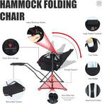 Nice C Heated Hammock Camping Chair with Footrest, Heated Camping Chair with Battery, Rocking Swing Chairs, Hammock Chairs with Stand, Heavy Duty (1, Heat Black W/Footrest)
