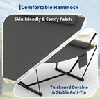Double Hammock with Stand - Heavy Duty Portable 2 Person Design with Adjustable Steel Stand, Max 450LBS, Ideal for Outdoor Patio, Garden, Beach & Backyard