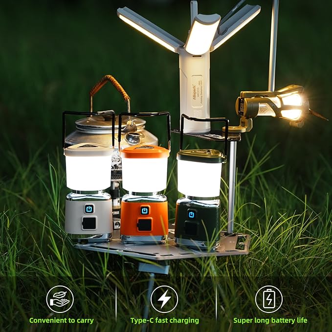 Allspark LED Camping Lantern Rechargeable,1000LM 4 Light Modes Magnetic Camping Lights,Bright Portable Home Lantern, IPX4 Waterproof Tent Lights for Hiking,Power Outages,Emergency,Hurricane(White)