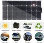 800W/400W Solar Panel 18V Semi-Flexible Monocrystalline Solar Cell DIY Cable Outdoor Car RV Waterproof Rechargeable Power System,400W