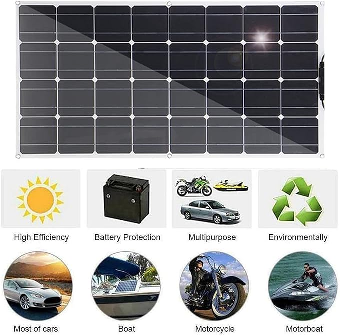 800W/400W Solar Panel 18V Semi-Flexible Monocrystalline Solar Cell DIY Cable Outdoor Car RV Waterproof Rechargeable Power System,800W