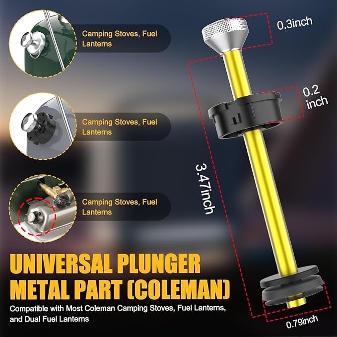 Camping Lantern & Stoves Replacement Parts, Universal Plunger Metal Part, Plunger Pump Repair Kit, 242J5201 Lantern & Stove Replacement Part, Compatible with Coleman Camping Stoves & Dual Fuel Lantern