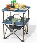 Folding Beach Table, Camping Table for Sand with Insulated Cooler Storage & 4 Cup Holders, Portable Pop Up Picnic Table, Lightweight Side Table for Outdoor