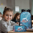 Shark Backpack for Boys With Lunchbox 3 Piece Backpack Set 17 Inch Soft Zipper Pencil Case Kindergarten Elementary Middle Travel Backpacks for Kids Mochilas Escolares Para Niños