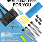Buheco Beach Tent Pop Up Shade 10x10ft Beach Canopy Sun Shelter UPF50+ with 4 Foldable Poles-Portable Carrying Bag-Sand Shovel-Ground Pegs-Windproof Ropes for Outdoor Family Camping-Fishing- Picnic